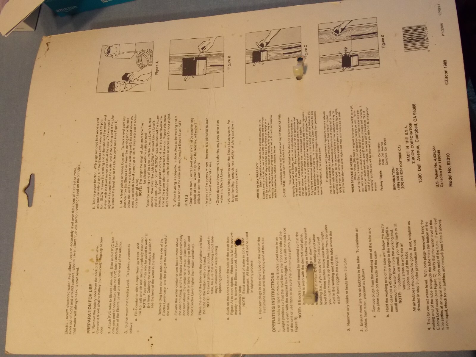 New Zircon Electra Level Electronic Water Level model 62010 25 foot