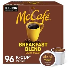 McCafé Breakfast Blend Coffee Keurig K-Cup Pods, Light Roast, 96 Count