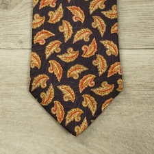 Mark Shale Men's Vintage Designer Necktie Leaf Paisley 100% Silk Made in Canada