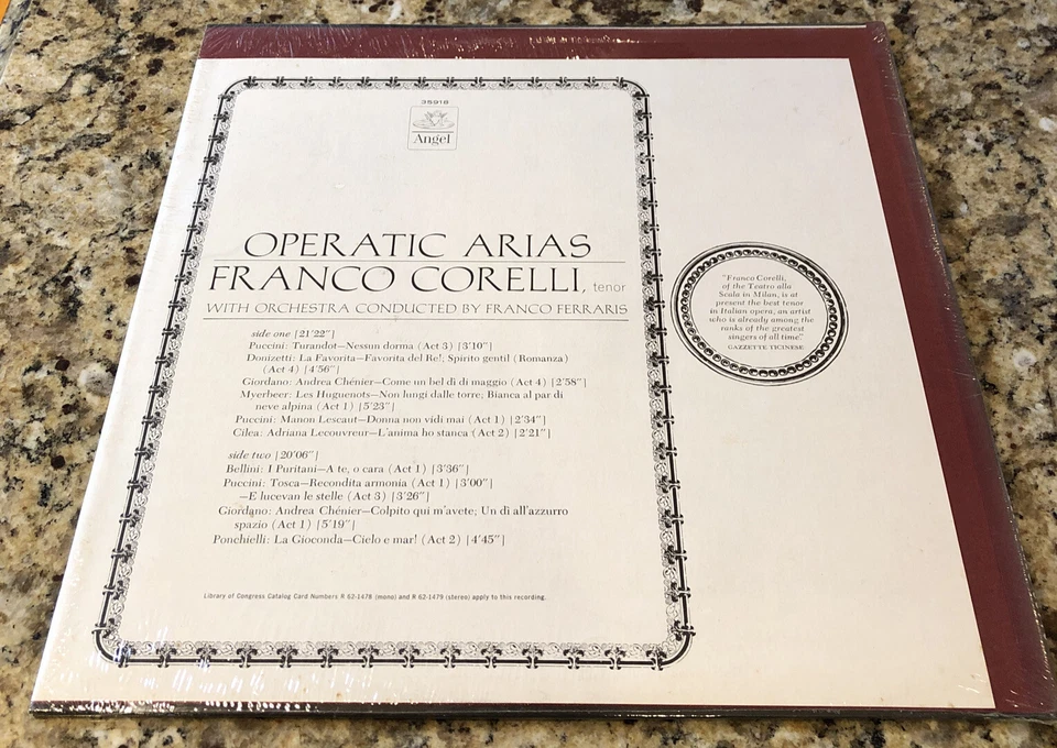 Operatic Arias by Franco Corelli / EMI Angel S-35918 blue label with insert. NEW - Image 2 of 2