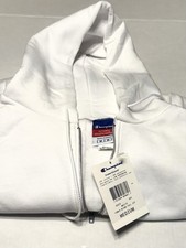 CHAMPION WHITE FULL ZIPPER HOODED SWEATSHIRT W POCKETS SZ MED NWT