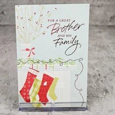 Hallmark Christmas Greeting Card For Brother & Family Stockings Great Loved 5x7