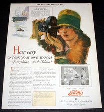 1927 OLD MAGAZINE PRINT AD, BELL  HOWELL FILMO, EASY TO HAVE YOUR OWN MOVIES 
