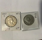 1951 d, 1951s,1952d, 1952s franklin silver half dollars