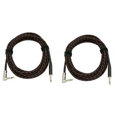 Musician's Gear Tweed Right Angle Instrument Cable 2Pack 20 ft. Red