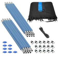 Trampoline Safety Enclosure Set: Outside Net Straight Poles Foam Sleeves U-Bolts