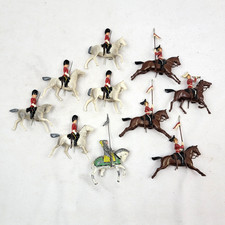 Vintage Lot of 10 Britains LTD Toy Soldiers on Horseback Cast Lead Hand Painted