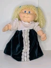Vtg 1983 Cabbage Patch Kid Doll Blonde Yarn Hair Blue Eyes 15" Dress Green Pant