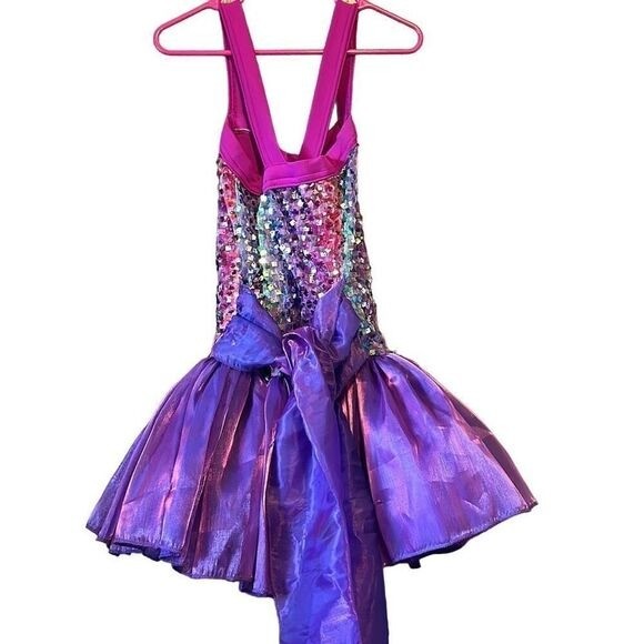 Kids Rainbow Sequin Performance Dance Costume Dre… - image 3
