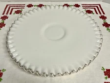 Fenton Silver Crest milk glass cake plate or serving platter ruffled edge 12”