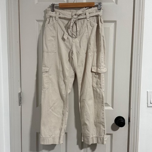 Old Navy Cargo Pants Womens Small Cream Straight Leg Urban Y2K Streetwear Clean