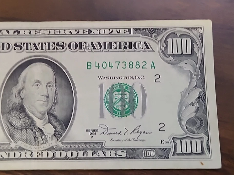 Series 1981A $100 Bill * NEW YORK * B 40473882 A - Image 3 of 4