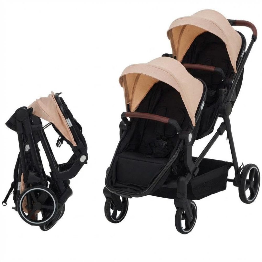 Lightweight Tandem Double Stroller Reversible Seats One-Hand Fold for Newborn