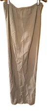 Citron Womens Silk Linen Pull On Pants Size 1X Wide Leg Tan High Rise #100031052