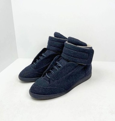 Maison Margiela Future Men 8 41 Navy Blue Wool High Top Sneakers