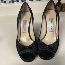 Jimmy Choo Pleated Satin Peep Toe Platform Evening Pumps Sz 37