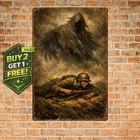 Death And The Soldier Military Wall Sculpture 8x12 Vintage Metal Tin Sign