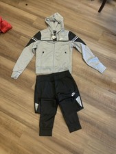 NWT NIKE Boys 2 pc SET GRAY LONG SLEEVE BLACK JOGGER Pants Size L