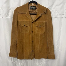 VTG 70s Sears The Leather Shop Men’s Suede Lined Jacket Size 36R Brown Lined