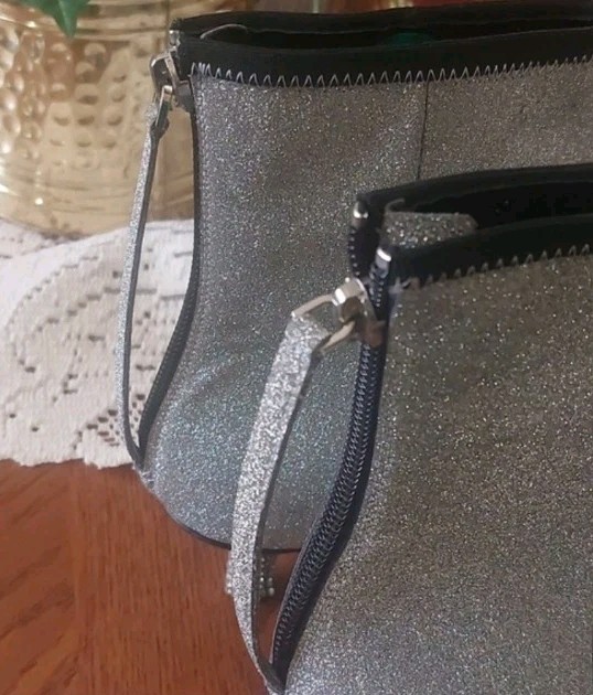Calvin Klein 205W39NYC Silver Glitter Kitten Heel Boots Sz 38.5 (7.5) image 10