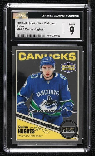 2019-20 O-Pee-Chee Platinum Retro Quinn Hughes #R-83 CGC 9 Mint Rookie RC