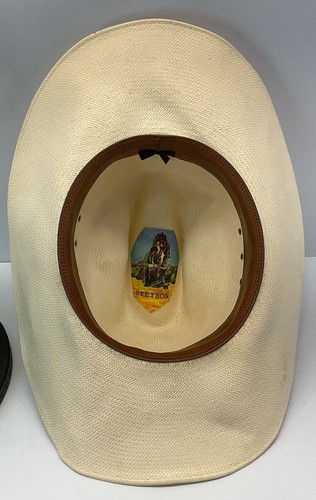 Stetson Mens 10X Straw Cowboy Hat ~Natural ~Approximate Size 7 1/8~ Nice Hat~ - Picture 9 of 10