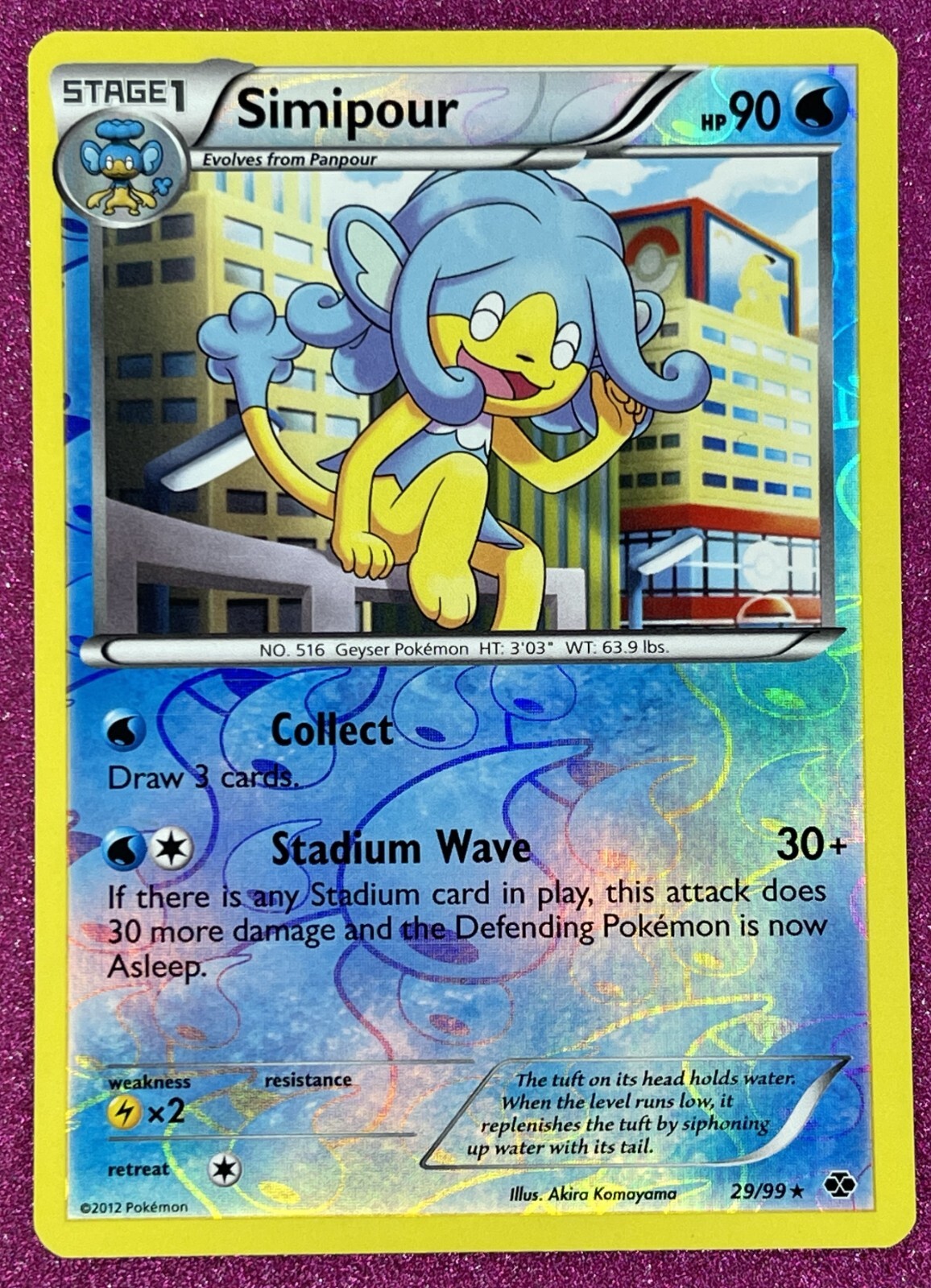 Pokémon TCG Simipour Next Destinies 29/99 Reverse Holo B&W English Card 2012 LP