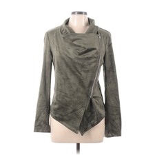 Lulu's Wild At Heart Olive Green Vegan Suede Moto Jacket L Nwt