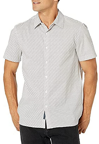 Perry Ellis Camicia Uomo Slim Fit Manica Corta | Total Stretch, Traspirante, Tasca, Da Indossare Fuori Dai Pantaloni - 4
