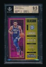BGS 9.5 BEN SIMMONS 2017-18 PANINI CONTENDERS GOLD PRIZM HOLO #/10 *POP 1* GEM