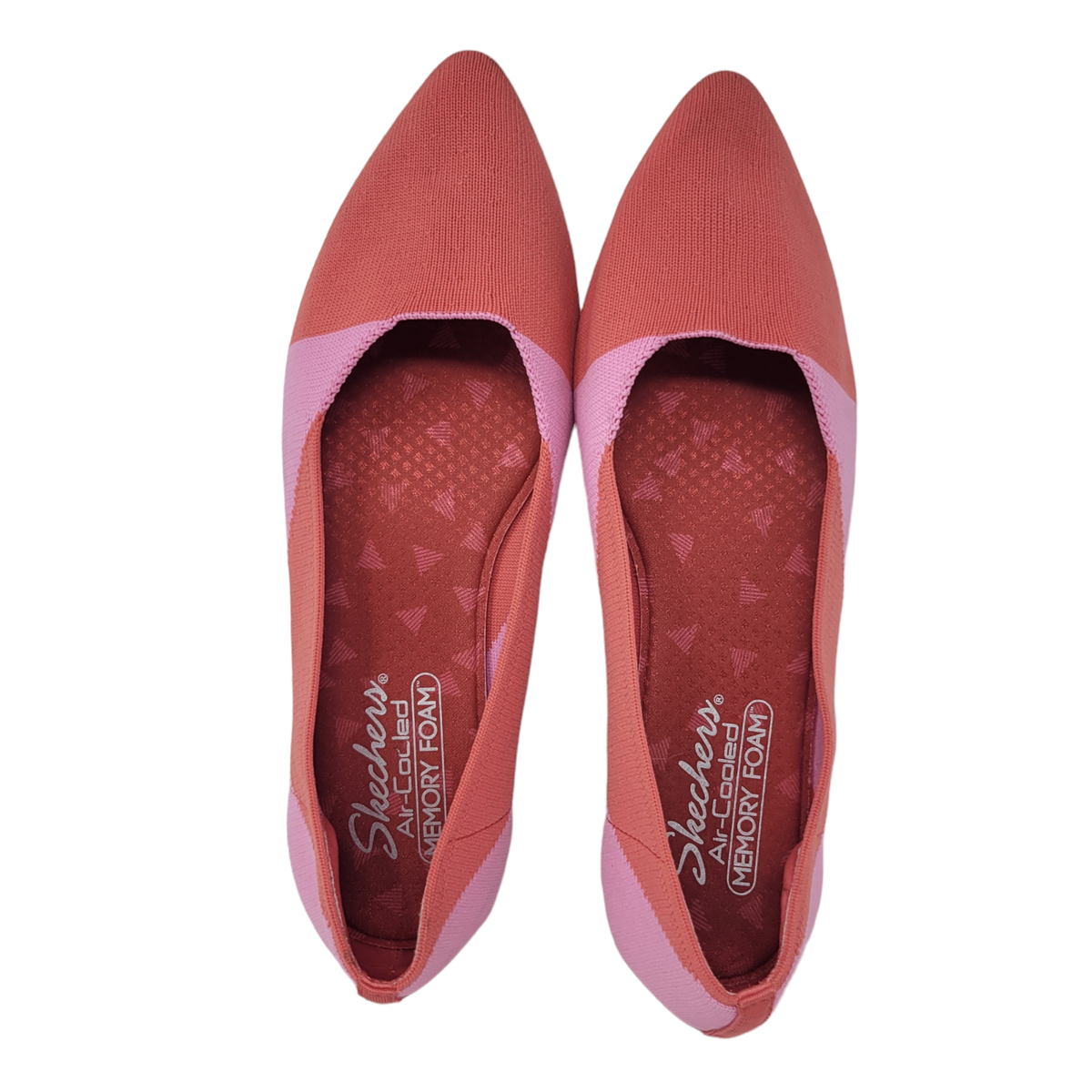 Skechers Womens Love Triangle Knit Ballet Flats Slip On Shoes Red