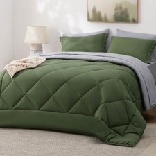 Dark Olive Green Comforter Set - 7 Pieces Queen 11 - Dark Olive Green