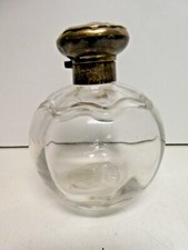 WGS & CO STERLING SILVER TOP HINGED MONOGRAMMED LID GLASS SCENT BOTTLE PERFUME