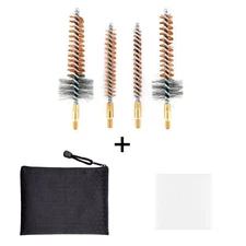 .22 .30 Cal Rifle Gun Phosphor Bristle Bronze Bore Chamber Brush Kit 50x Patches