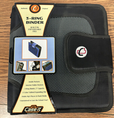 Case It 3 Ring Binder 2'' Capacity Built in Expandable File Black NEW see photos