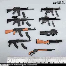 1/12 Gun Rifle Weapon Model For 6'' Male HT Action Figure Soldier Doll Toys 9PCS