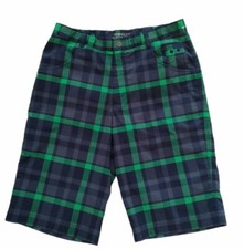 Nike Youth Shorts Golf Bermuda Grn/blue Plaid Drifit Young Man