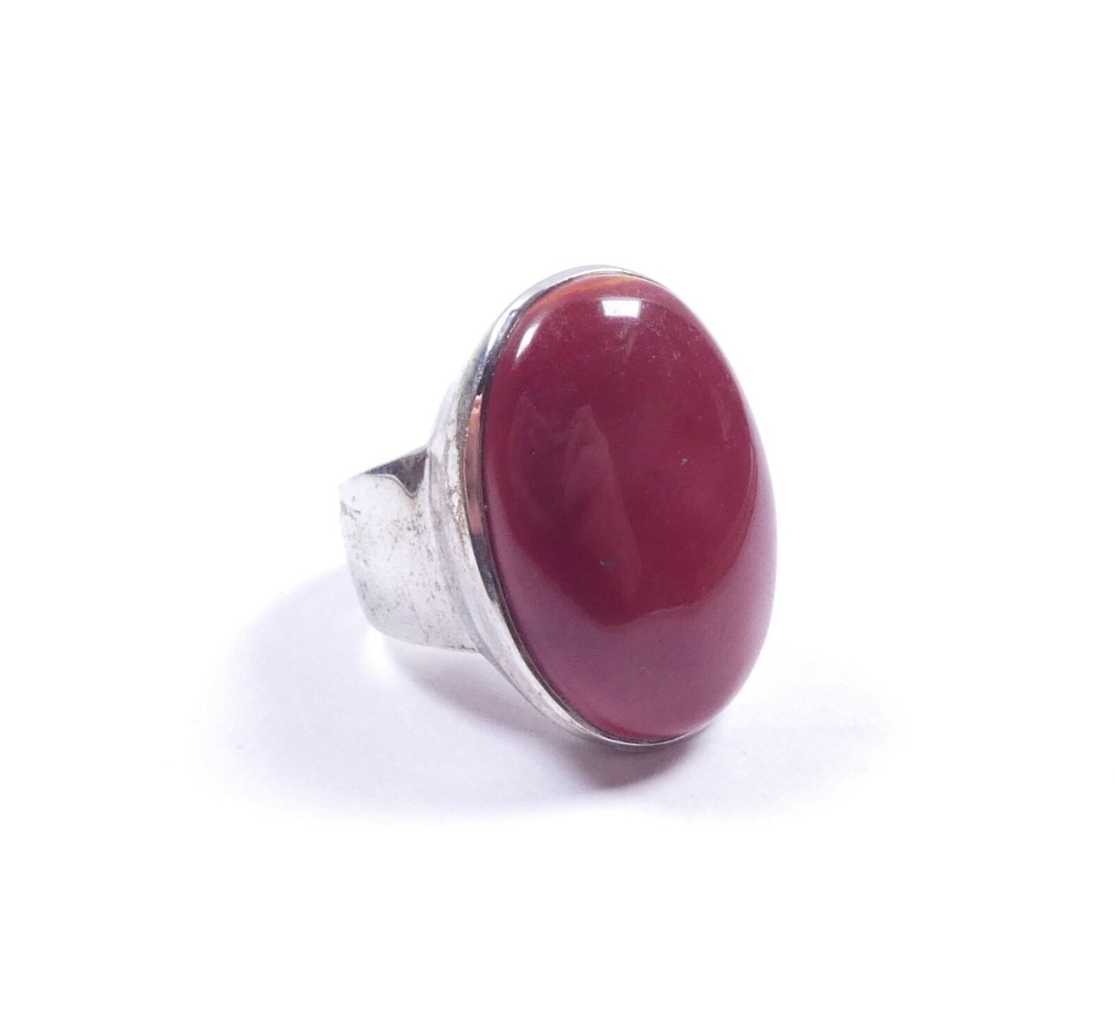 QVC Ring Red Agate Solitaire Statement 925 Sterli… - image 1