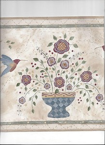 Folk Art Primitive Florews Birds Wallpaper Border New Arrival Floral Hummingbird 91212574519 Ebay