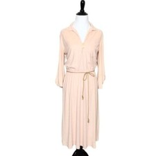 Vintage Blush Pink Collared Belted Dress Size Small