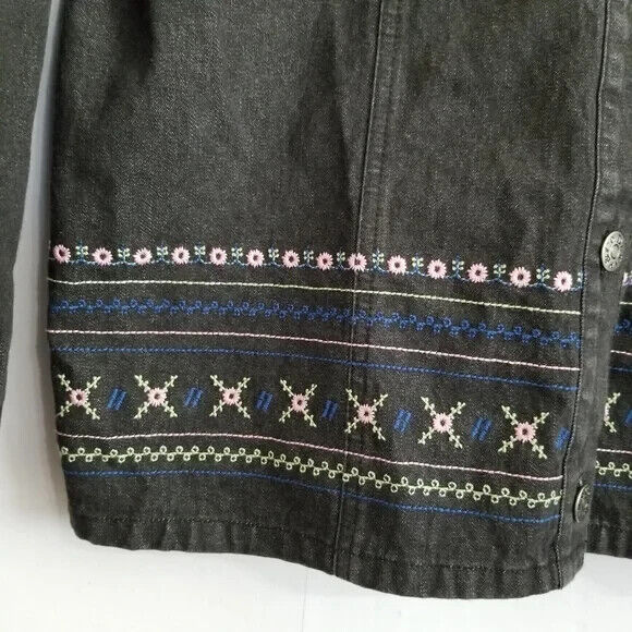 Vintage Denim&Co Black Embroidered Denim Jacket S… - image 7