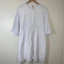 Goodhart Dress Womens Medium White Eyelet Gauzy Cottagecore Modest Church