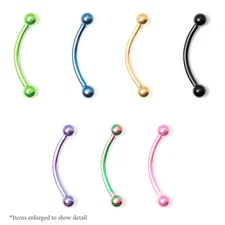 16G Anodized Titanium Curved Barbell 13mm Surgical Steel Eyebrow Piercing Rings