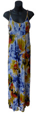 Calvin Klein Blue White Gold Abstract Slip on Maxi Resort Cruise Dress NEW 6