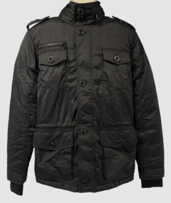 $150 LTB Men's Black Full-Zip Multi Pocket Drawstring Hooded Coat Jacket Size M