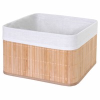 Aufbewahrungskorb MCW-C21, Korb Aufbewahrungsbox, Bambus 33X33X21Cm Naturfarben