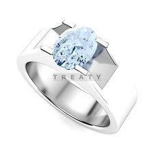 Aquamarine Oval Cut Gemstone With 925 Sterling Silver Ring For Men's 145