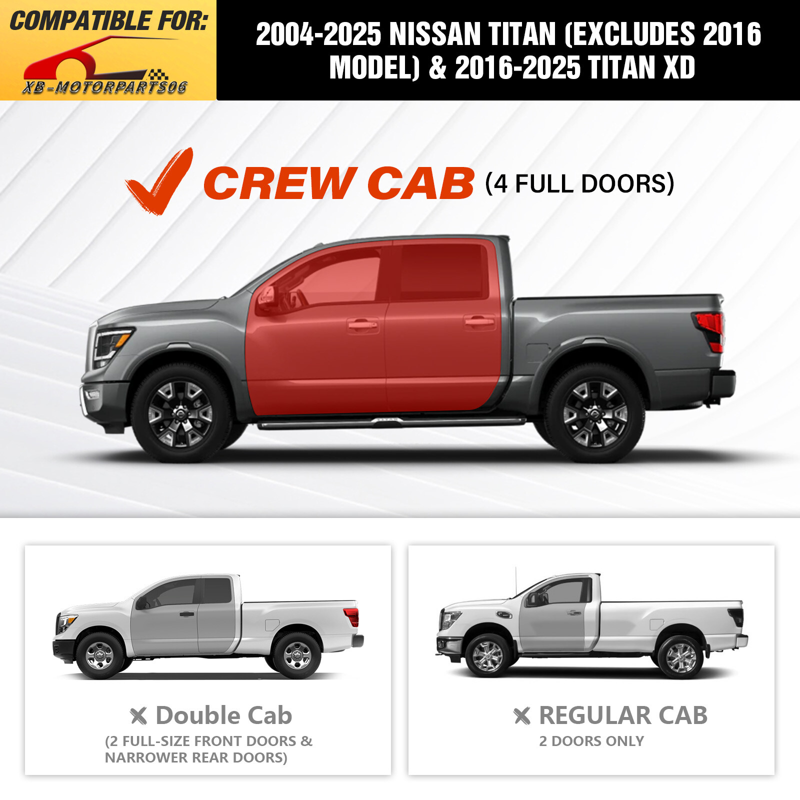 Running Boards Side Steps For 2004-2025 Nissan Titan &Titan XD 2016-2025 CrewCab