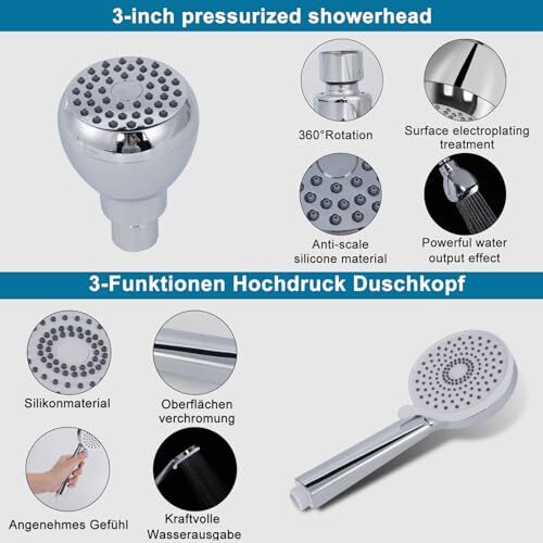 ARNONJABBOK RV Shower Head 3 Setting with Rainfall Shower Head, Water