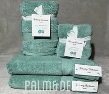 TOMMY BAHAMA ISLAND BAY ~ 8 PIECE BATH TOWEL SET IN AQUA-BLUE GREEN ~ BRAND NEW!